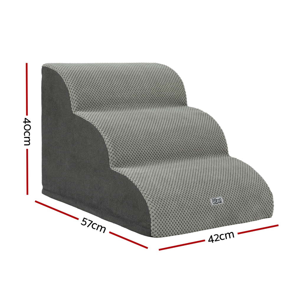 Pet Foam Ramp Steps – 3 Tier Portable Stairs for Bed, Sofa & Car (Indoor)