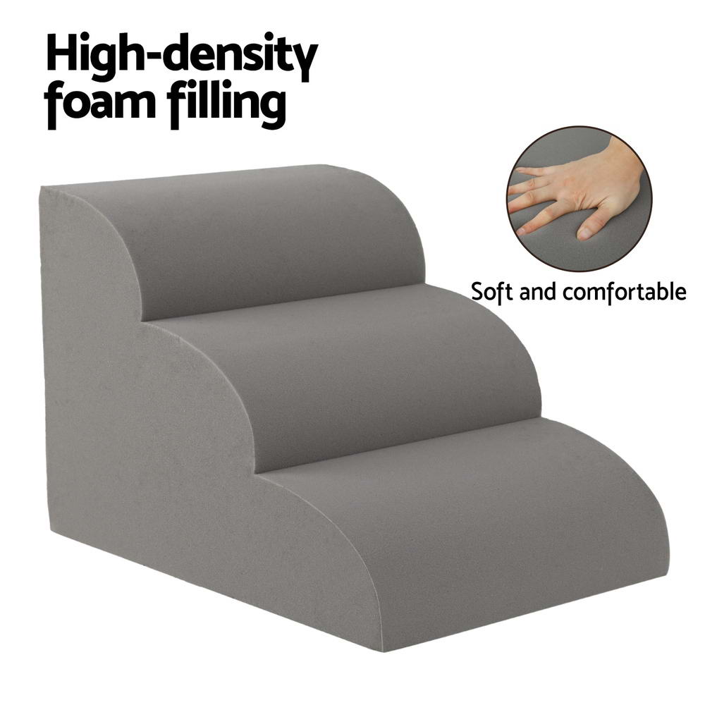 Pet Foam Ramp Steps – 3 Tier Portable Stairs for Bed, Sofa & Car (Indoor)