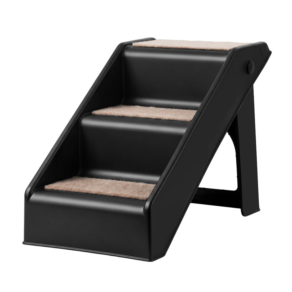 Foldable Pet Ramp Steps – 3 Step Portable Ladder for Bed, Sofa & Car (Black)