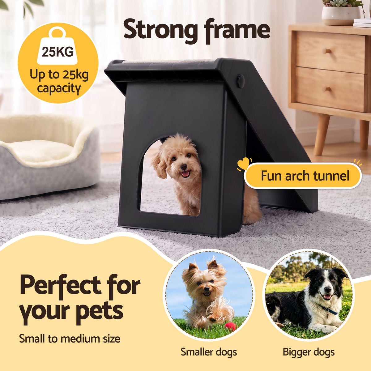Foldable Pet Ramp Steps – 3 Step Portable Ladder for Bed, Sofa & Car (Black)