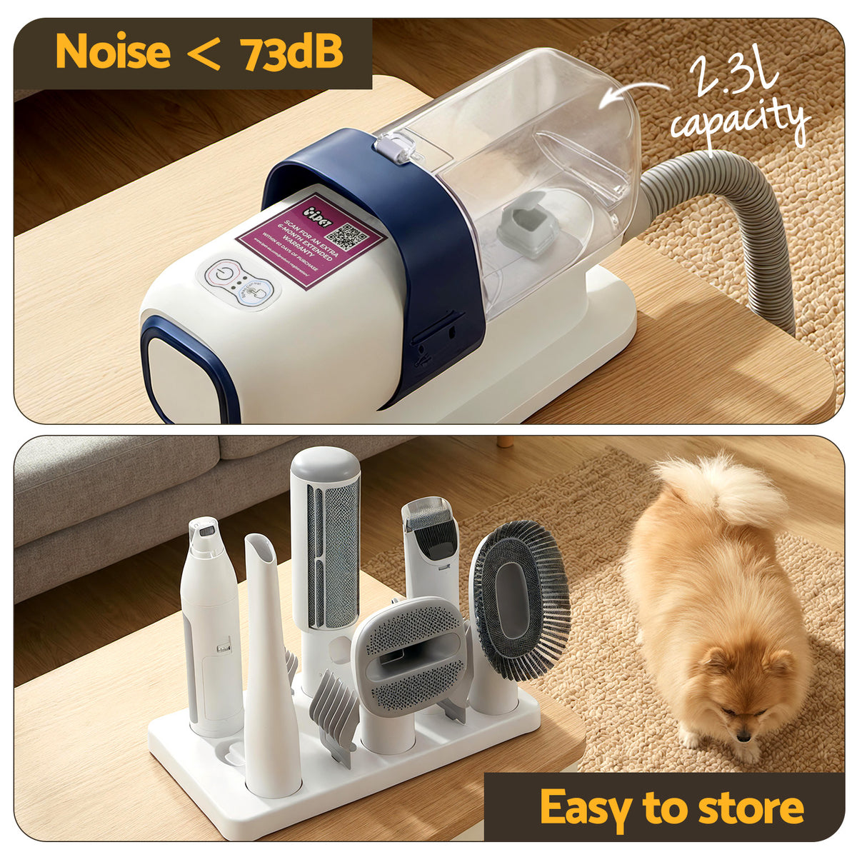Pet Grooming Vacuum Kit – Dog & Cat Hair Dryer, Clipper & Brush Set