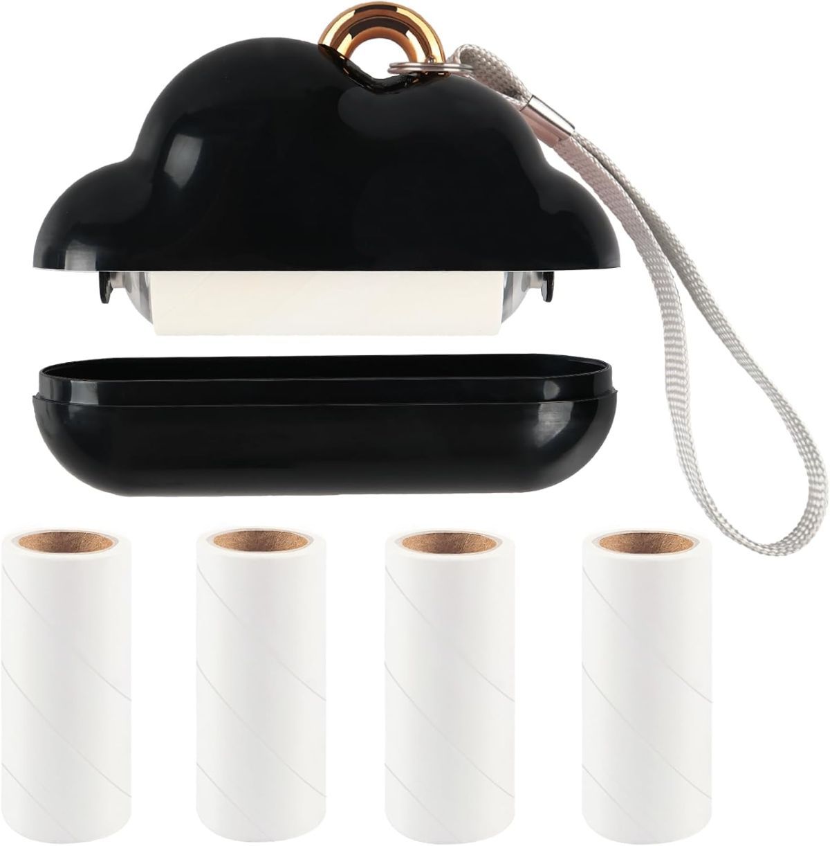 Mini Lint Roller – Travel Size Pet Hair Remover, 150 Sheets, Black