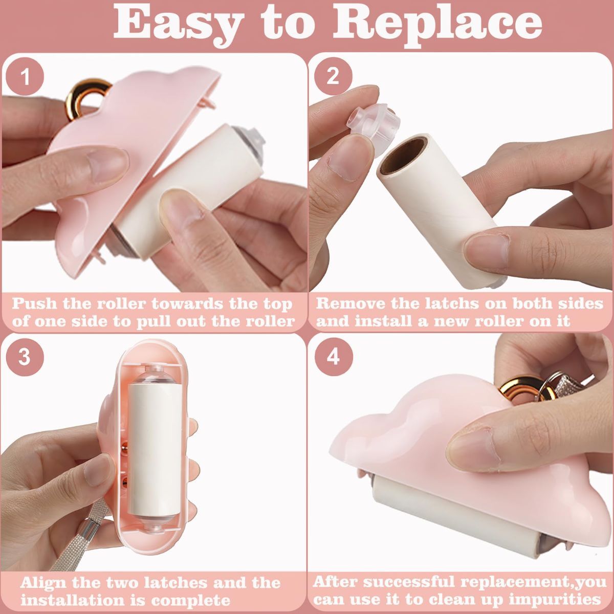 Mini Lint Roller – Travel Size Pet Hair Remover, 150 Sheets, Pink