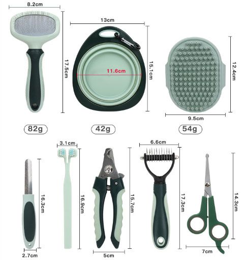 8-in-1 Pet Grooming Kit, Portable Dog Cat Grooming Supplies, Storage Bag for Daily Care