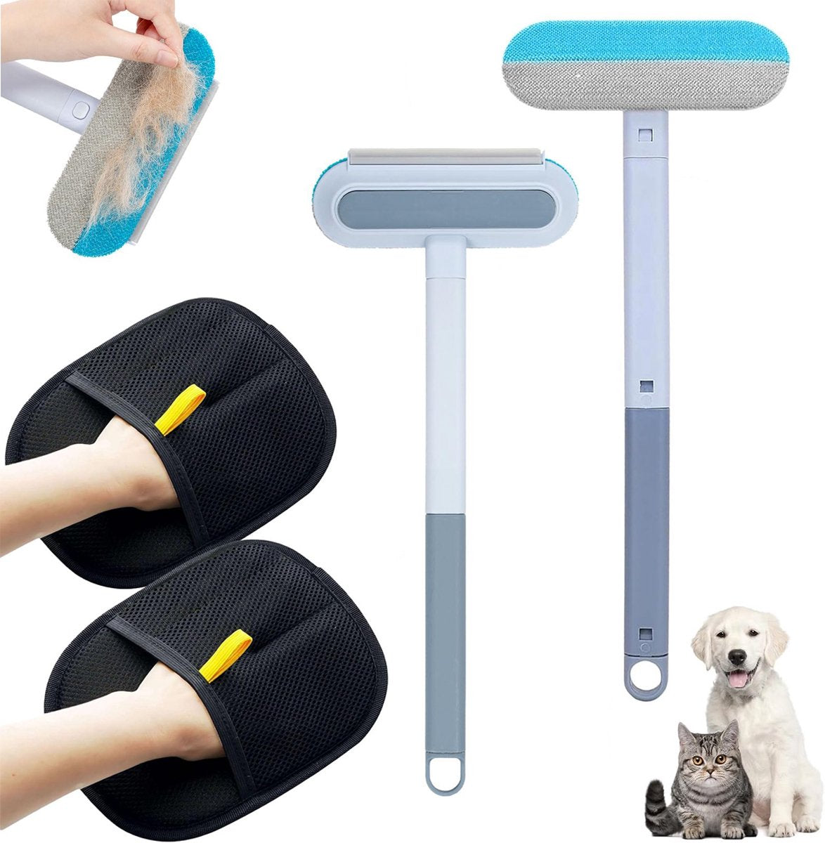 Pet Hair Removal Gloves – Silent Deshedding Brush Gloves, Set of 4