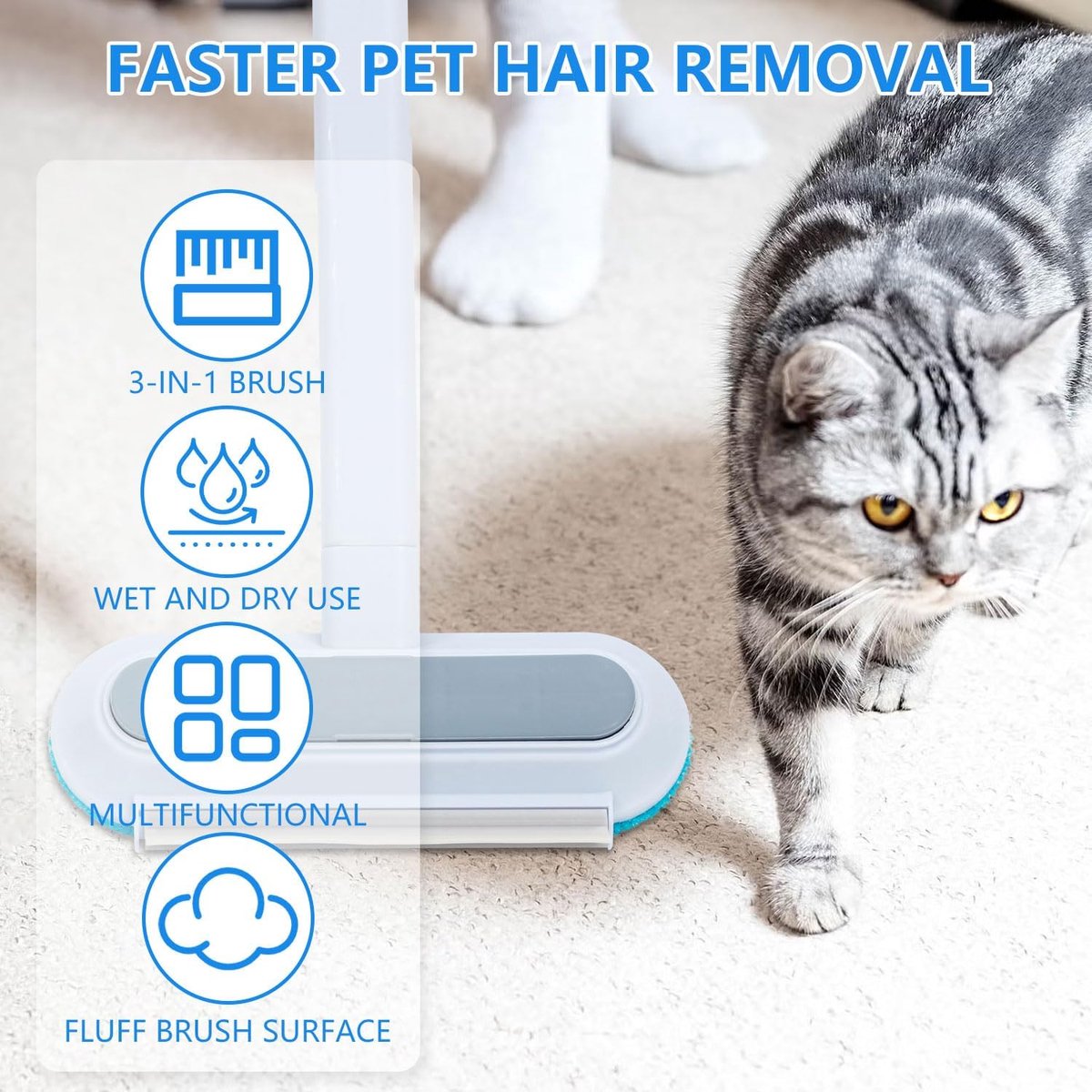Pet Hair Removal Gloves – Silent Deshedding Brush Gloves, Set of 4