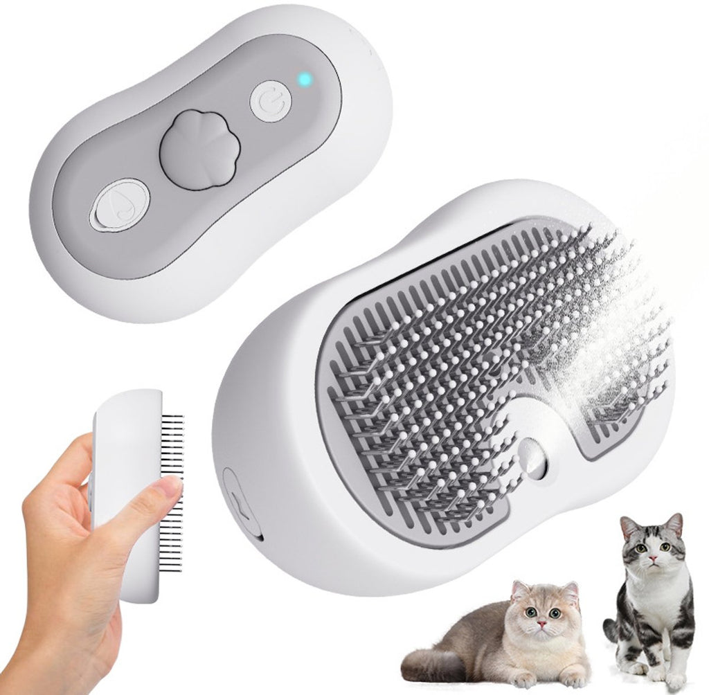 3-in-1 Steam Grooming Brush for Dogs & Cats – USB Rechargeable