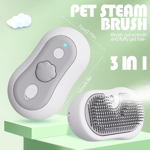 3-in-1 Steam Grooming Brush for Dogs & Cats – USB Rechargeable