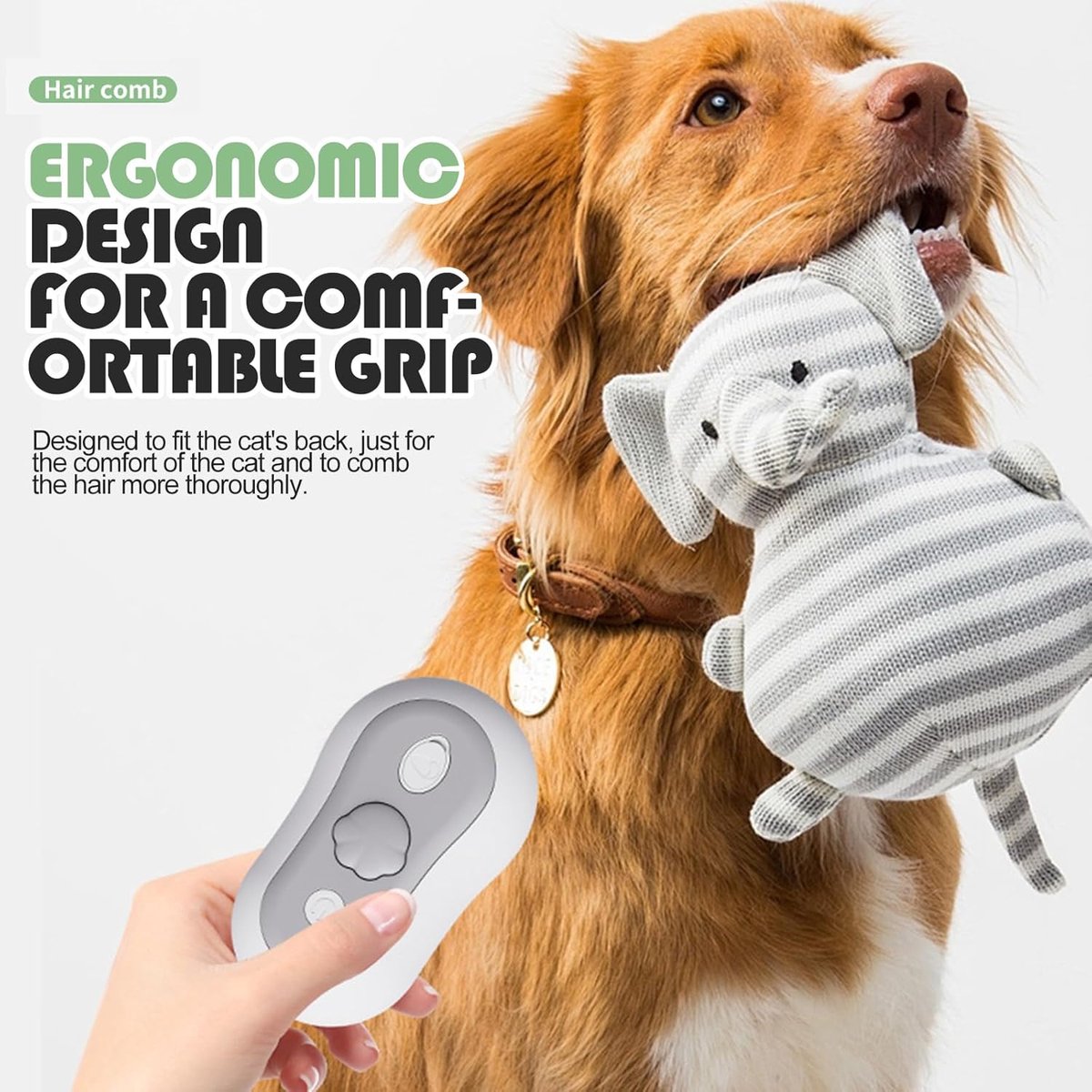 3-in-1 Steam Brush for Cats and Dogs - USB - Massage Comb - Hair Remover Brush - Dog Brush - Cat Brush with Water Reservoir and Release Button - Pet Grooming - Long/Short Hair - Self-Cleaning Soft Steam Brush for Cat and Dog
