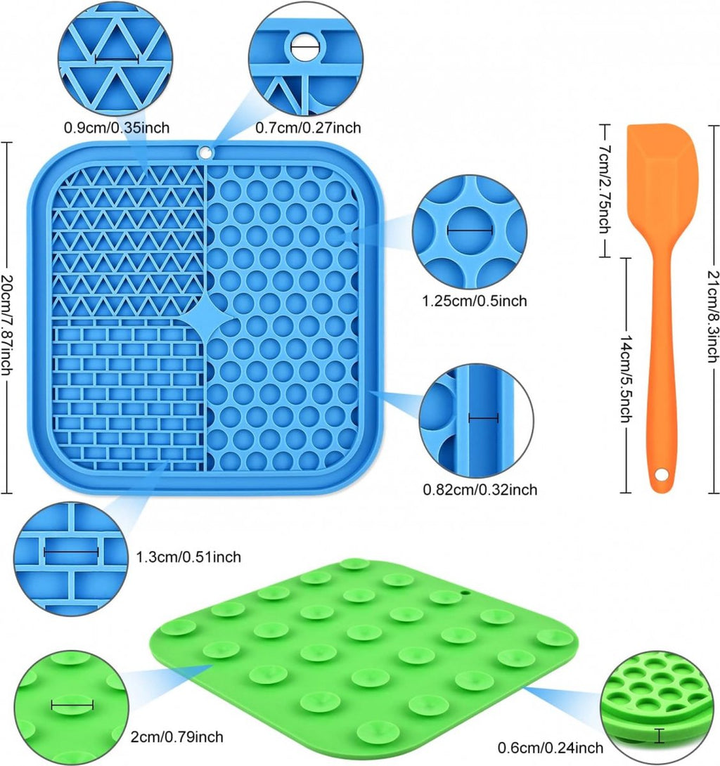 Dog Lick Mat with Suction Cups – Slow Feeder & Anxiety Relief, 2 Pack (Blue & Green)