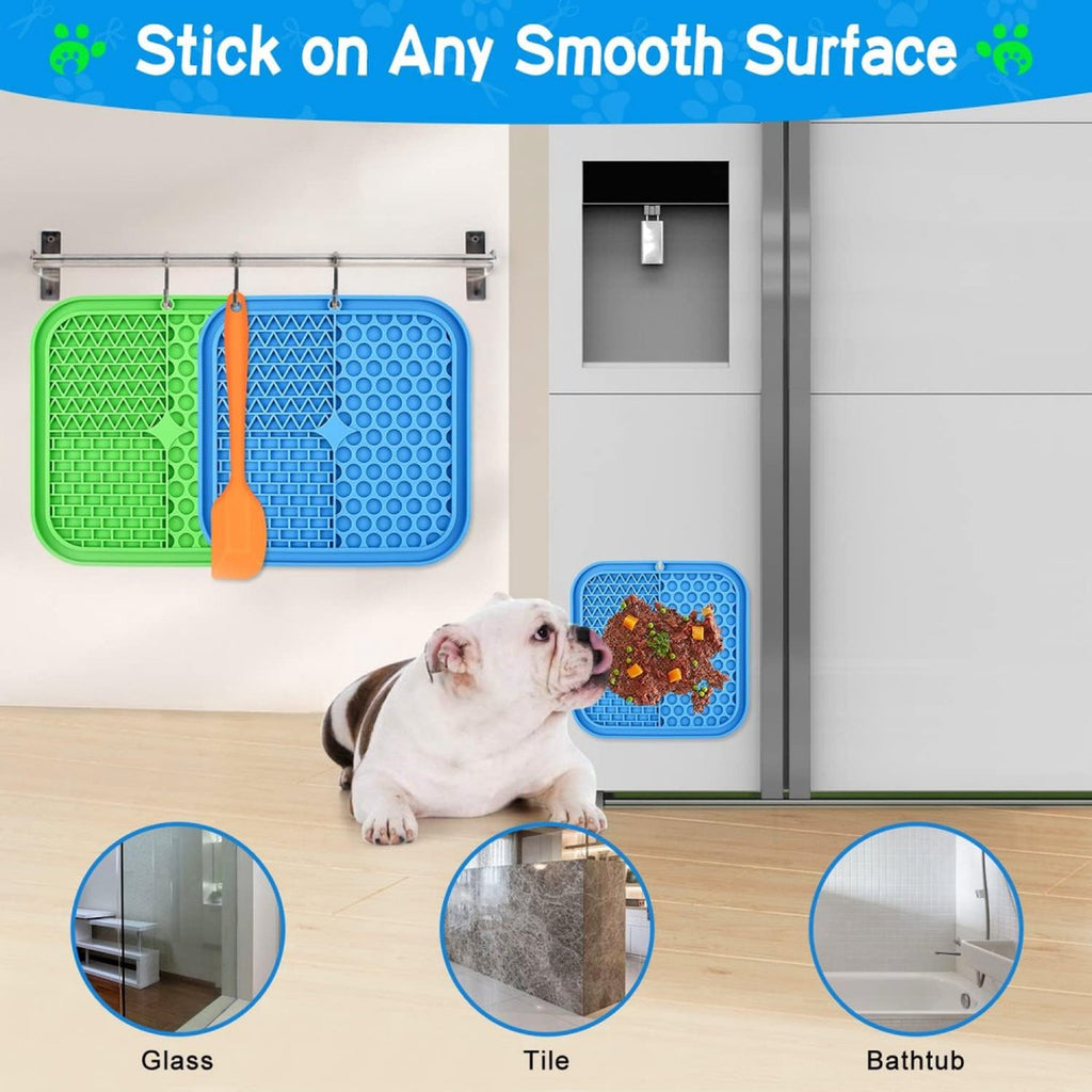 Dog Lick Mat with Suction Cups – Slow Feeder & Anxiety Relief, 2 Pack (Blue & Green)