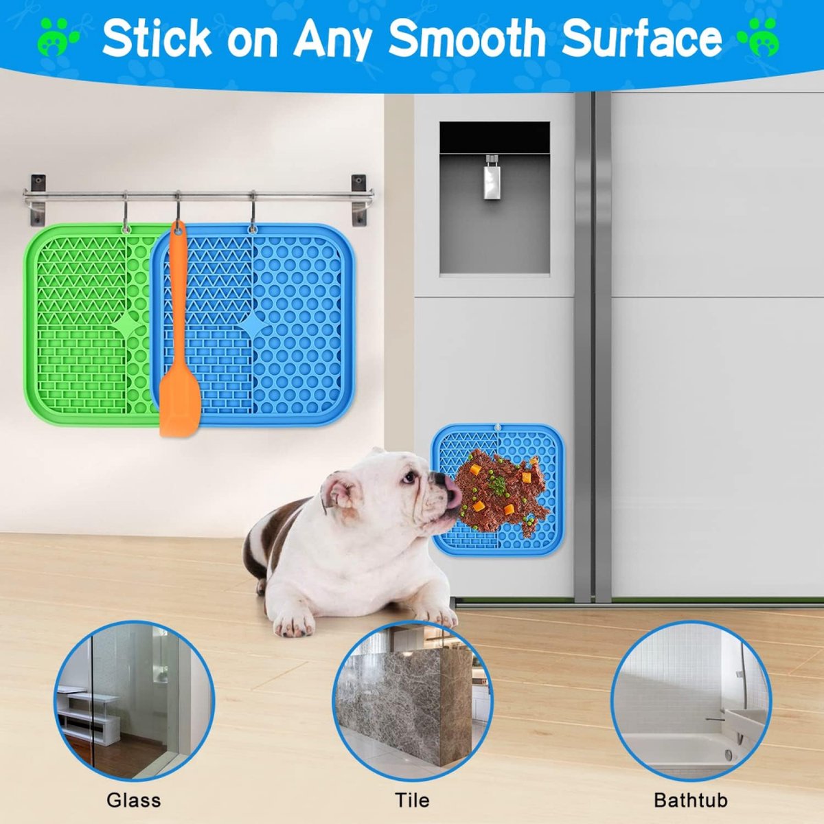 Dog Lick Mat with Suction Cups – Slow Feeder & Anxiety Relief, 2 Pack (Blue & Green)