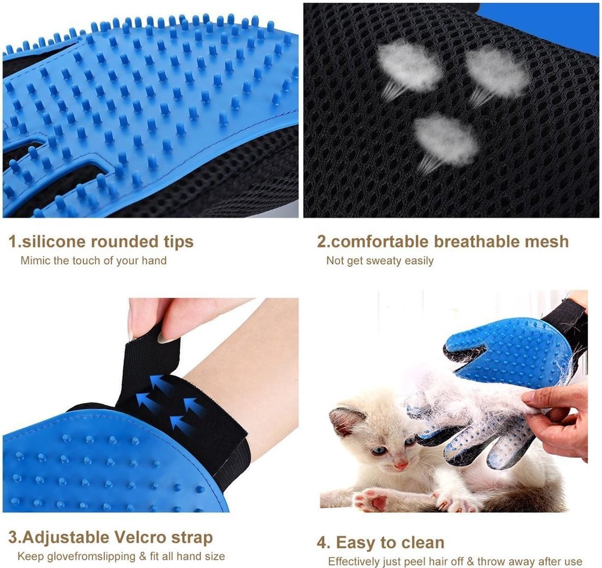 Pet Grooming Glove for Dogs & Cats – 2-in-1 Brush & Massage Glove