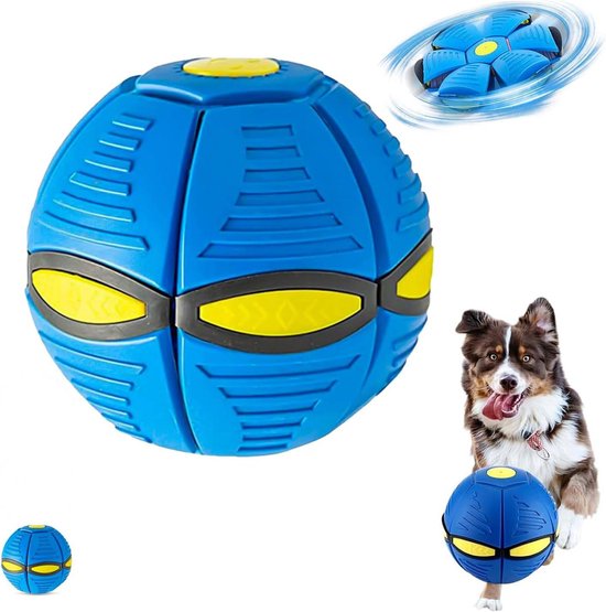 Interactive Dog Frisbee Ball – 2-in-1 Fetch & Flying Disc Toy, Blue
