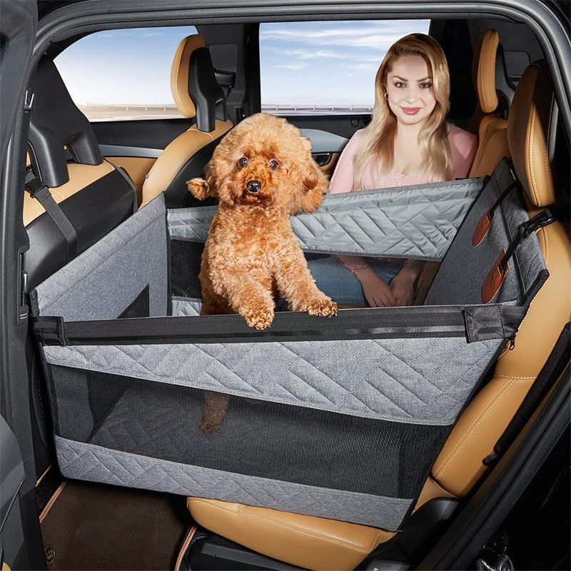 Dog Car Seat Cover – Single Seat Waterproof Pet Basket Mat, Hardened Base, Grey (Large)
