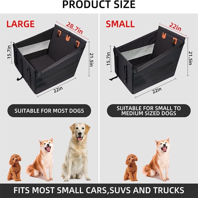 Dog Car Seat Cover – Single Seat Waterproof Pet Basket Mat, Hardened Base, Grey (Large)