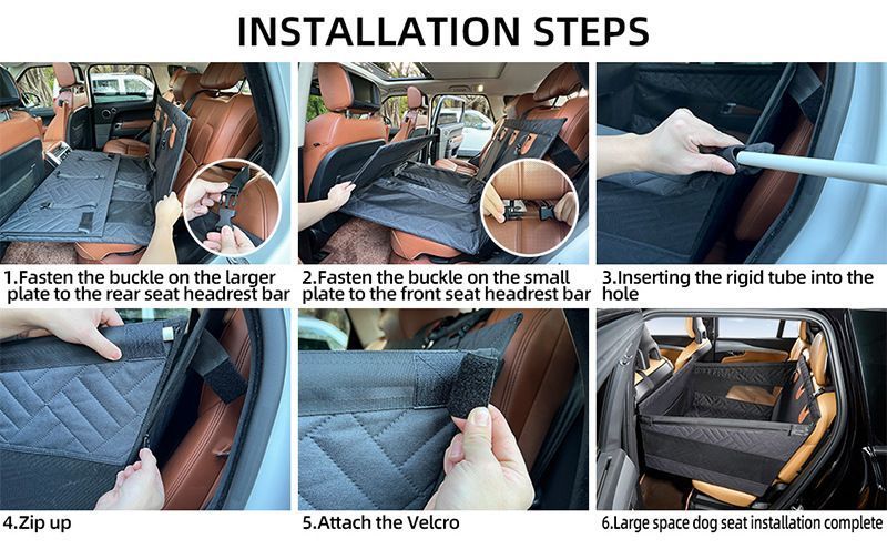 Dog Car Seat Cover – Single Seat Waterproof Pet Basket Mat, Hardened Base, Grey (Large)
