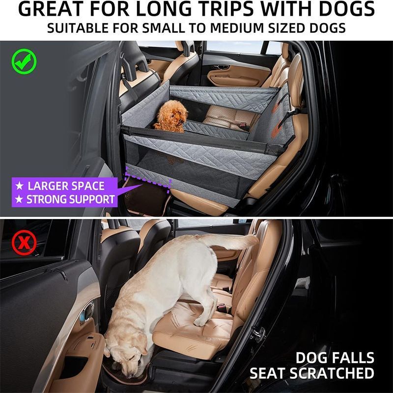 Dog Car Seat Cover – Single Seat Waterproof Pet Basket Mat, Hardened Base, Grey (Large)