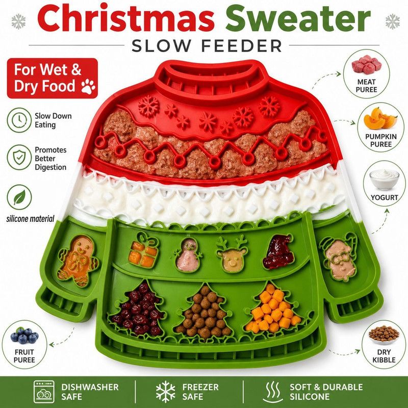 Christmas Silicone Pet Lick Mat – Anti-Slip Slow Feeder Mat for Dogs & Cats