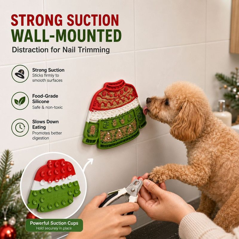 Christmas Silicone Pet Lick Mat – Anti-Slip Slow Feeder Mat for Dogs & Cats