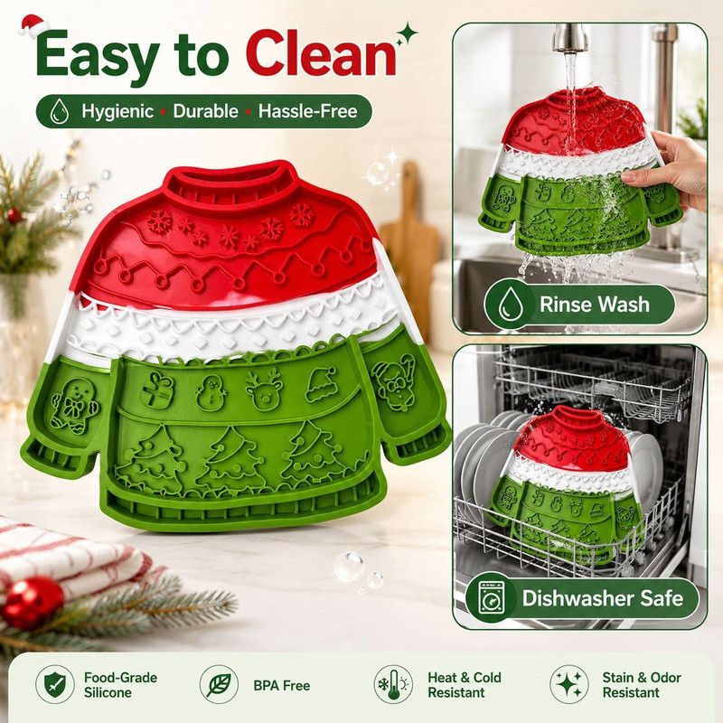 Christmas Silicone Pet Lick Mat – Anti-Slip Slow Feeder Mat for Dogs & Cats
