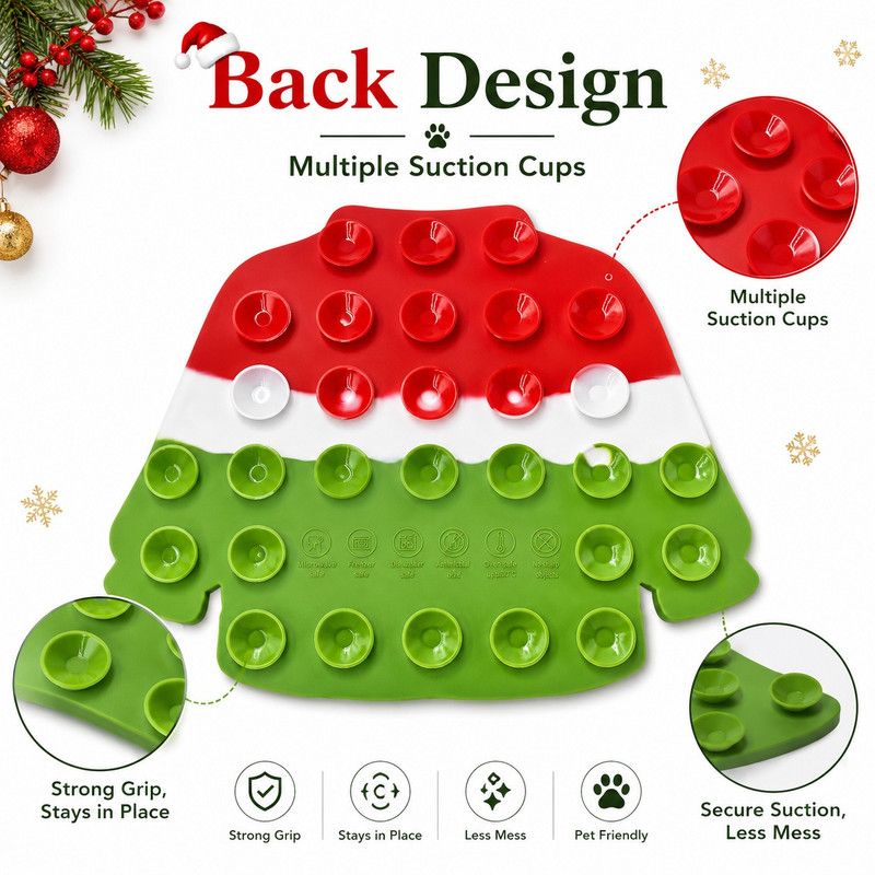 Christmas Silicone Pet Lick Mat – Anti-Slip Slow Feeder Mat for Dogs & Cats