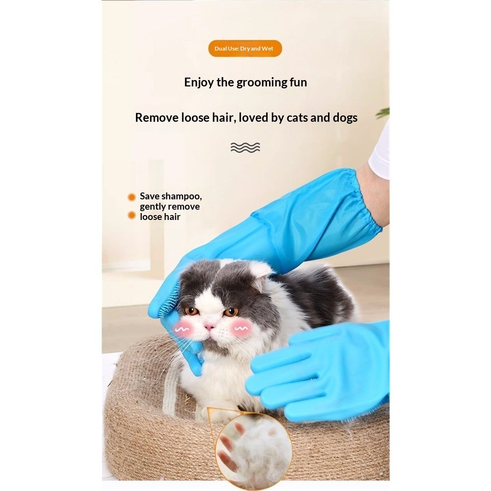 Silicone Pet Grooming & Bath Gloves – Heat Resistant, Deep Cleaning (2 Pairs)