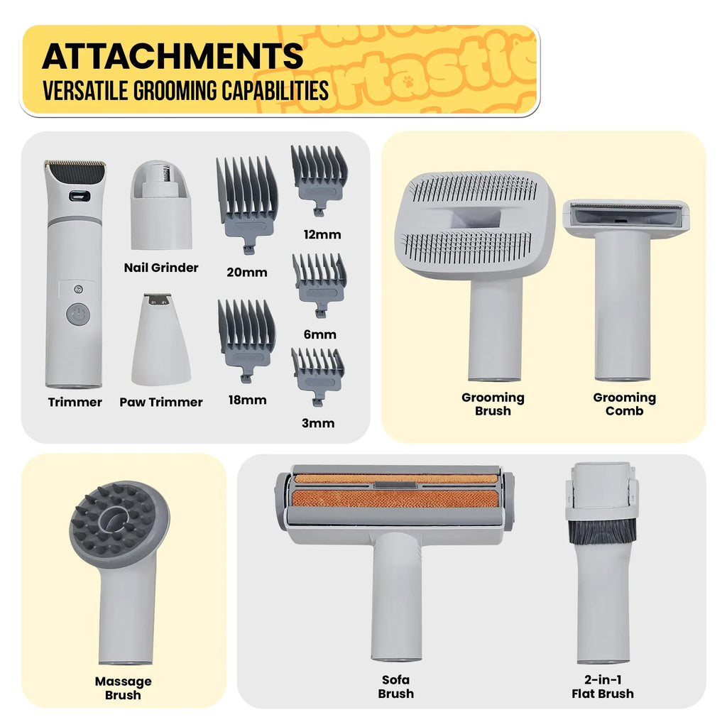 Furtastic 8-in-1 XL Pet Grooming Vacuum Kit – 3L HEPA Filter, Trimmer & SheddinG