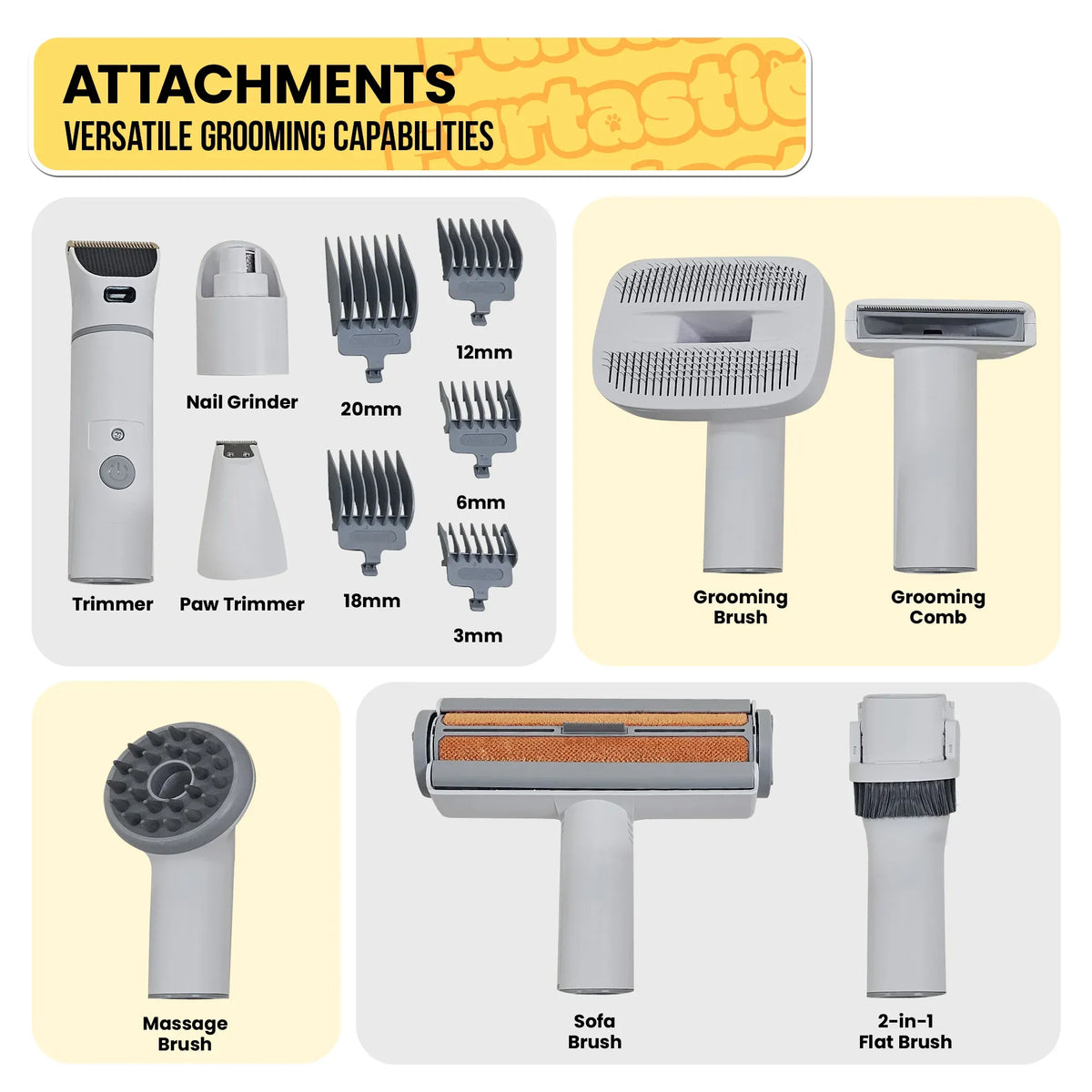 Furtastic 8-in-1 XL Pet Grooming Vacuum Kit – 3L HEPA Filter, Trimmer & SheddinG