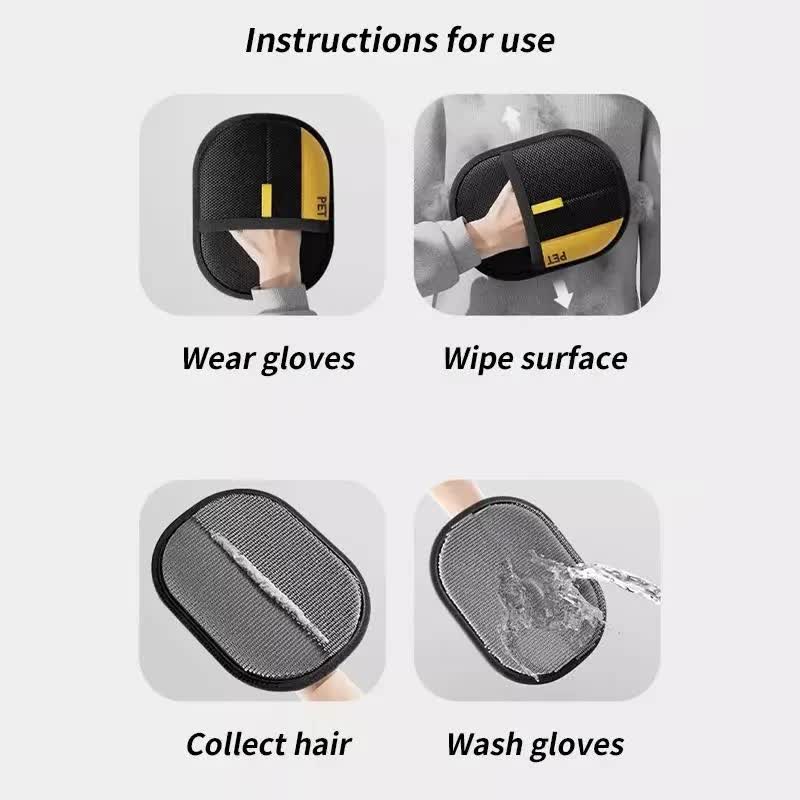 Pet Hair Removal Gloves – Reusable Electrostatic Grooming Gloves, 2 Pack (24x18cm)