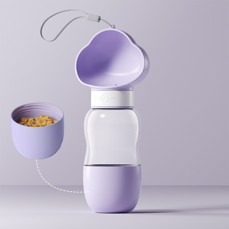 2-in-1 Dog Water & Food Bottle – Cloud Bowl, Leak-Proof, BPA-Free, Purple