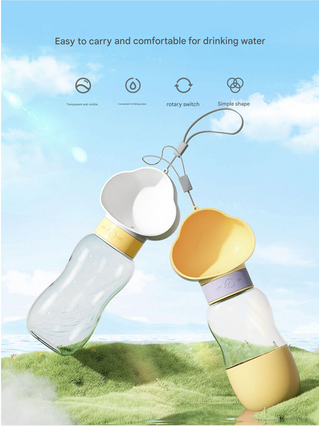 2-in-1 Dog Water & Food Bottle – Cloud Bowl, Leak-Proof, BPA-Free, Purple