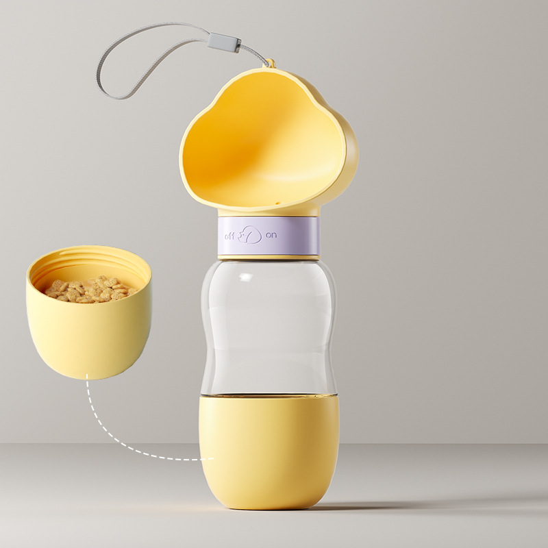 2-in-1 Dog Water & Food Bottle – Cloud Bowl, Leak-Proof, BPA-Free, Yellow