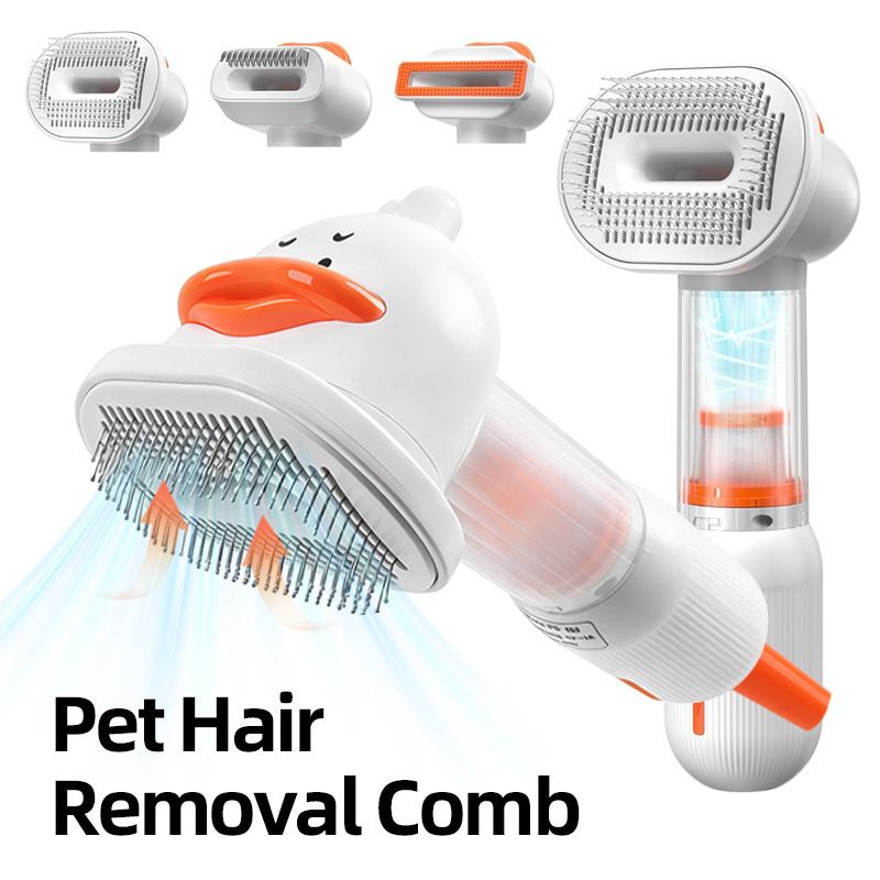 Rechargeable Pet Grooming Vacuum Brush – 4-in-1 Self-Cleaning Slicker