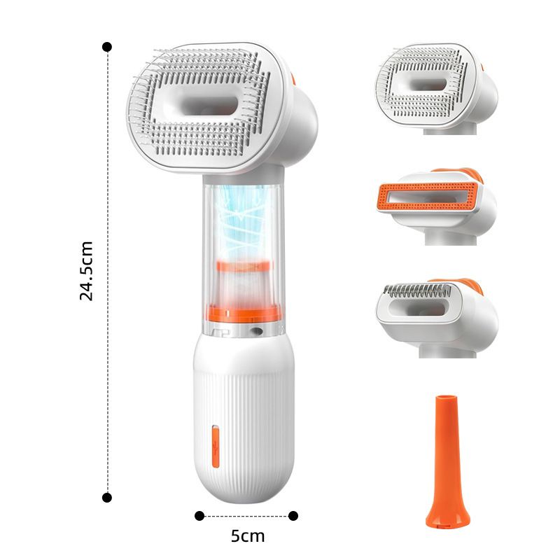 Rechargeable Pet Grooming Vacuum Brush – 4-in-1 Self-Cleaning Slicker