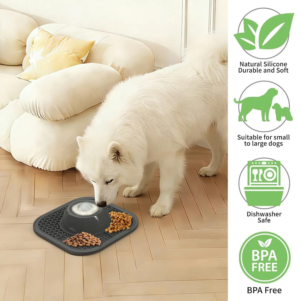 Slow Feeder Dog Bowl & Lick Mat Set – Silicone Non-Slip with Interactive Ball Toy